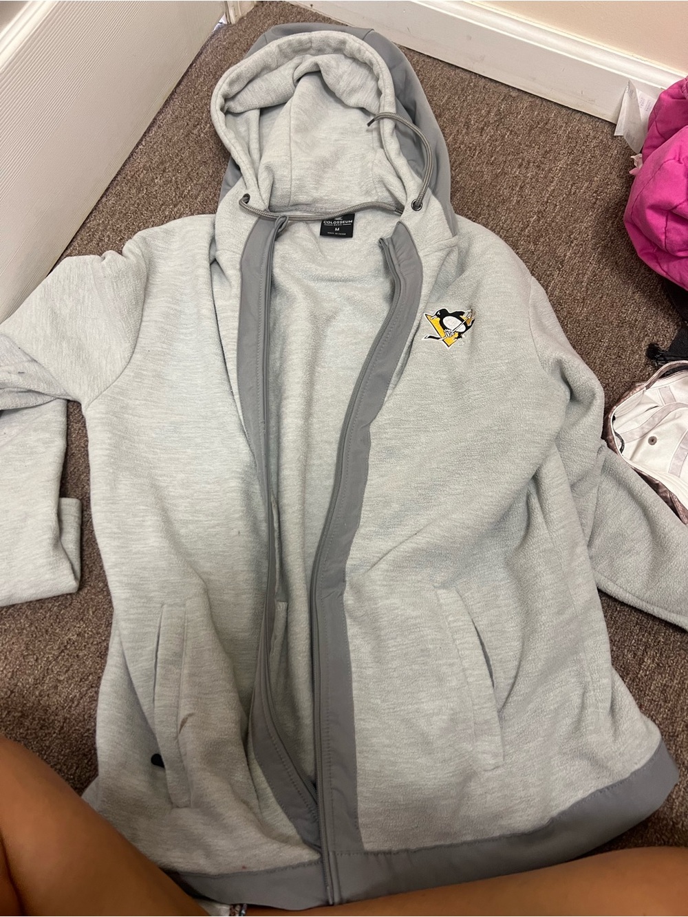 Colosseum Light Gray Hooded Zip Jacket